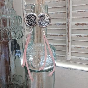 Pink leather earrings